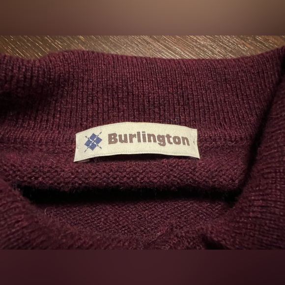 The Original Burlington 100% Lambswool Sweater Men’s Sz 50/ M Collared Burgundy - Picture 3 of 10